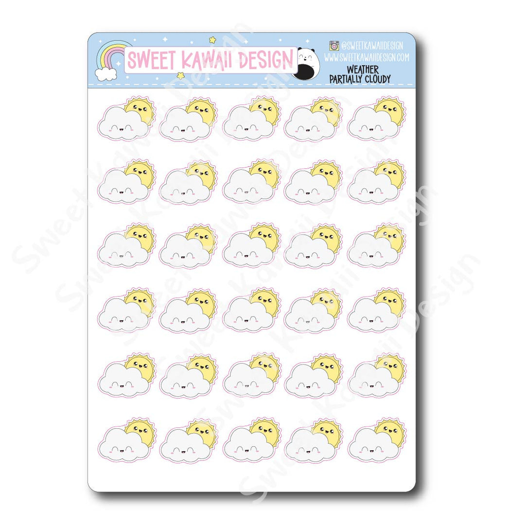 Kawaii Weather Stickers - Choose your sheet!