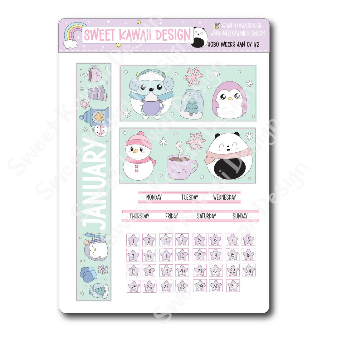 January 2026 Monthly Overview Stickers - HOBONICHI WEEKS