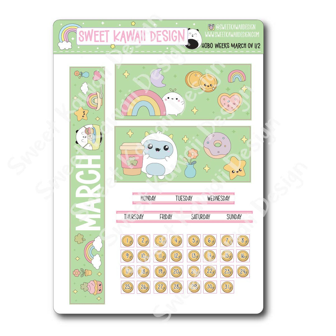 March 2026 Monthly Overview Stickers - HOBONICHI WEEKS