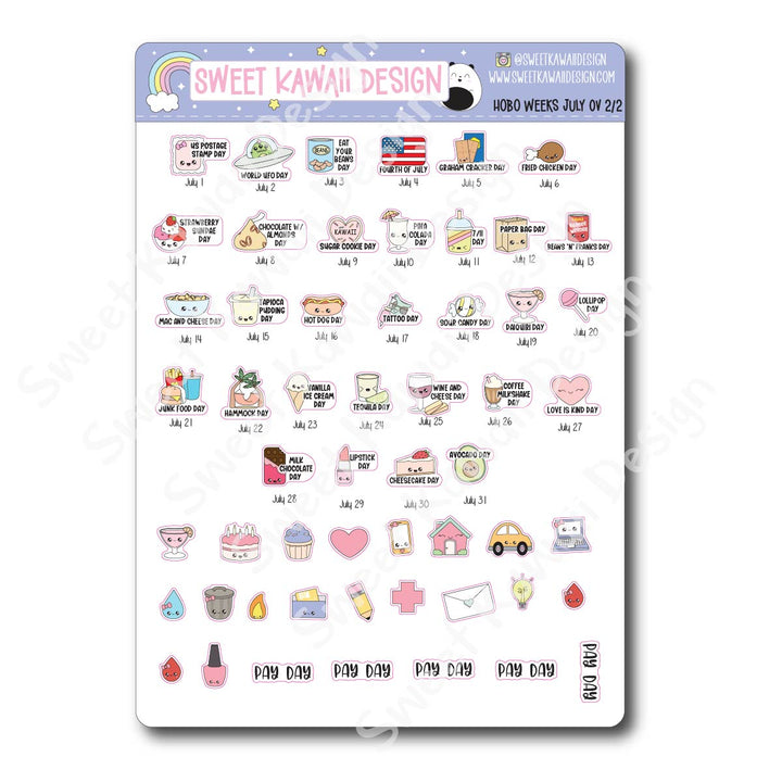 July 2026 Monthly Overview Stickers - HOBONICHI WEEKS