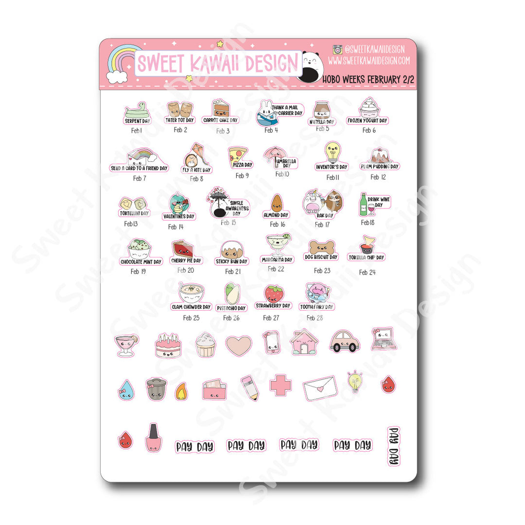 February 2026 Monthly Overview Stickers - HOBONICHI WEEKS
