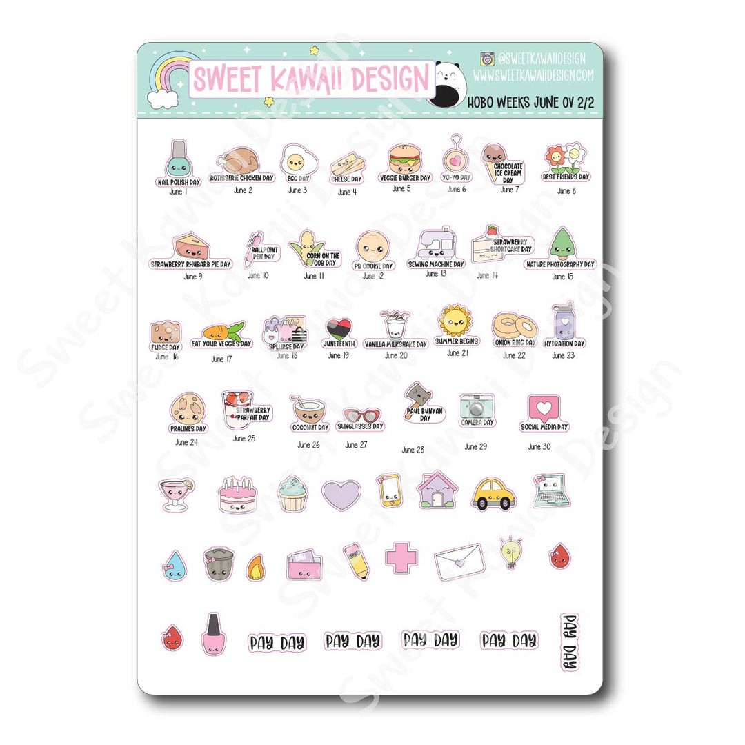 June 2026 Monthly Overview Stickers - HOBONICHI WEEKS