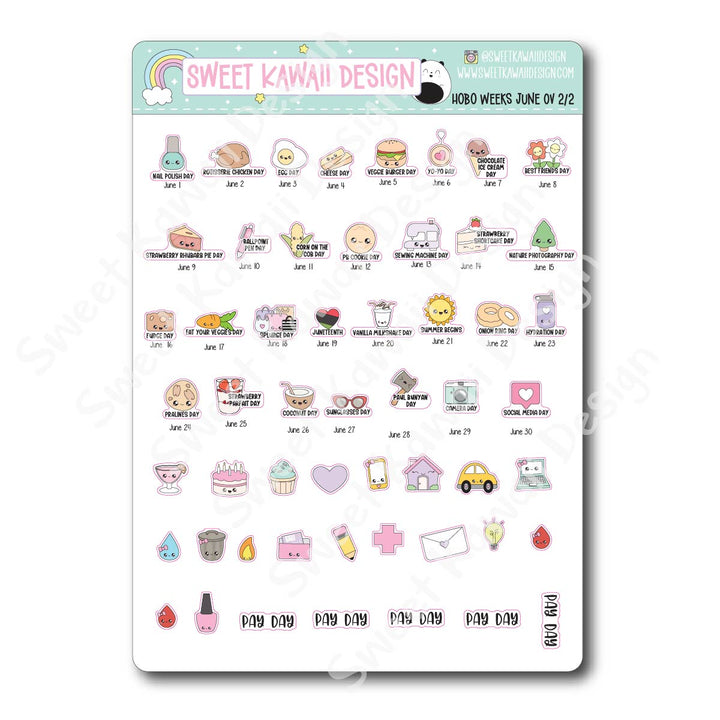 June 2026 Monthly Overview Stickers - HOBONICHI WEEKS