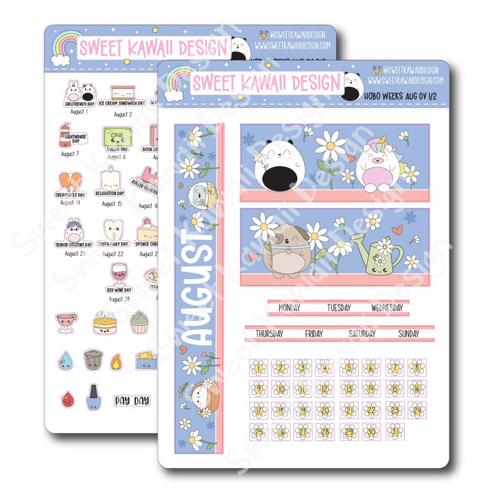 August 2025 Monthly Overview Stickers - HOBONICHI WEEKS