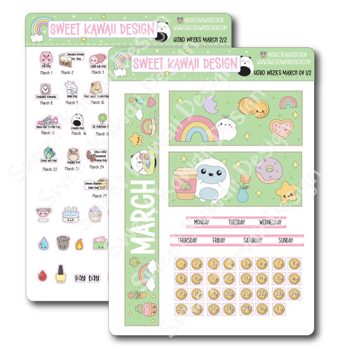 March 2026 Monthly Overview Stickers - HOBONICHI WEEKS
