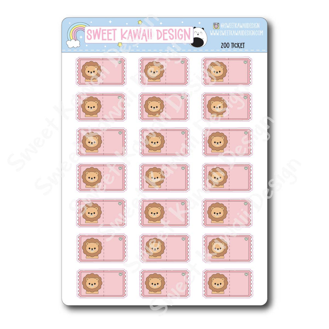 Kawaii Zoo Ticket Stickers