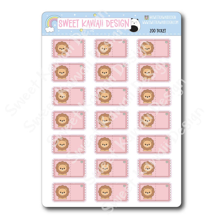 Kawaii Zoo Ticket Stickers