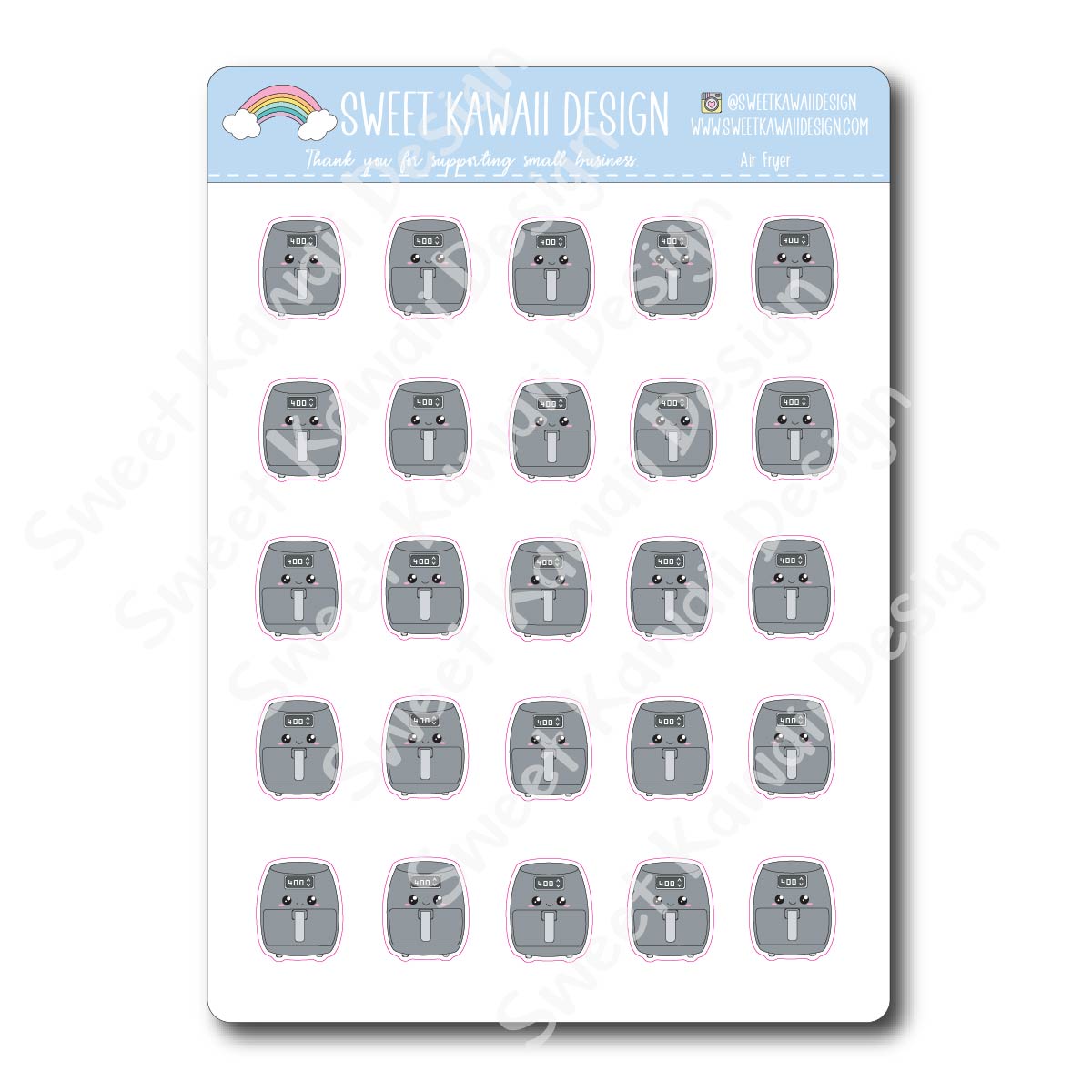 Kawaii Air Fryer Stickers