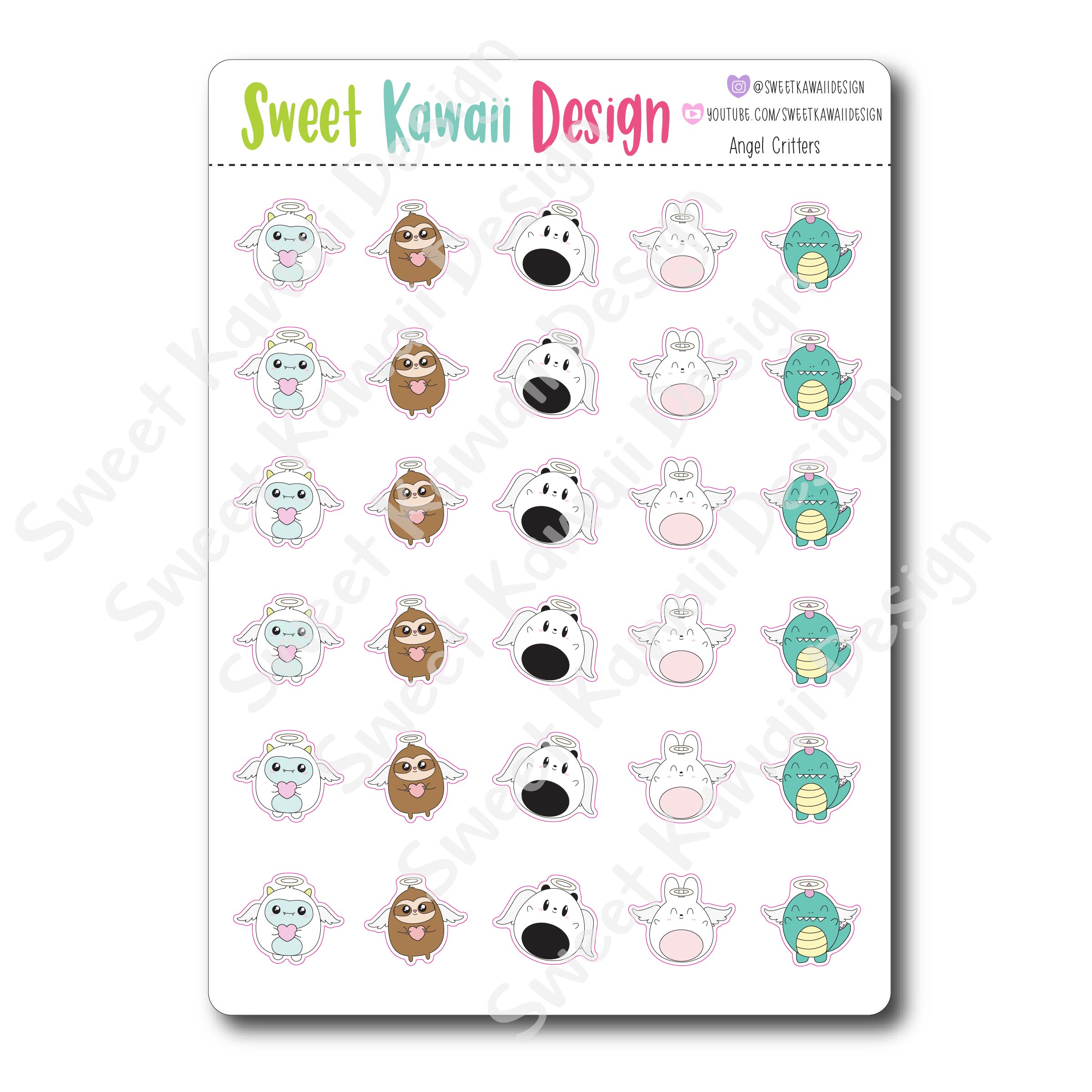 Kawaii Angel Critter Stickers