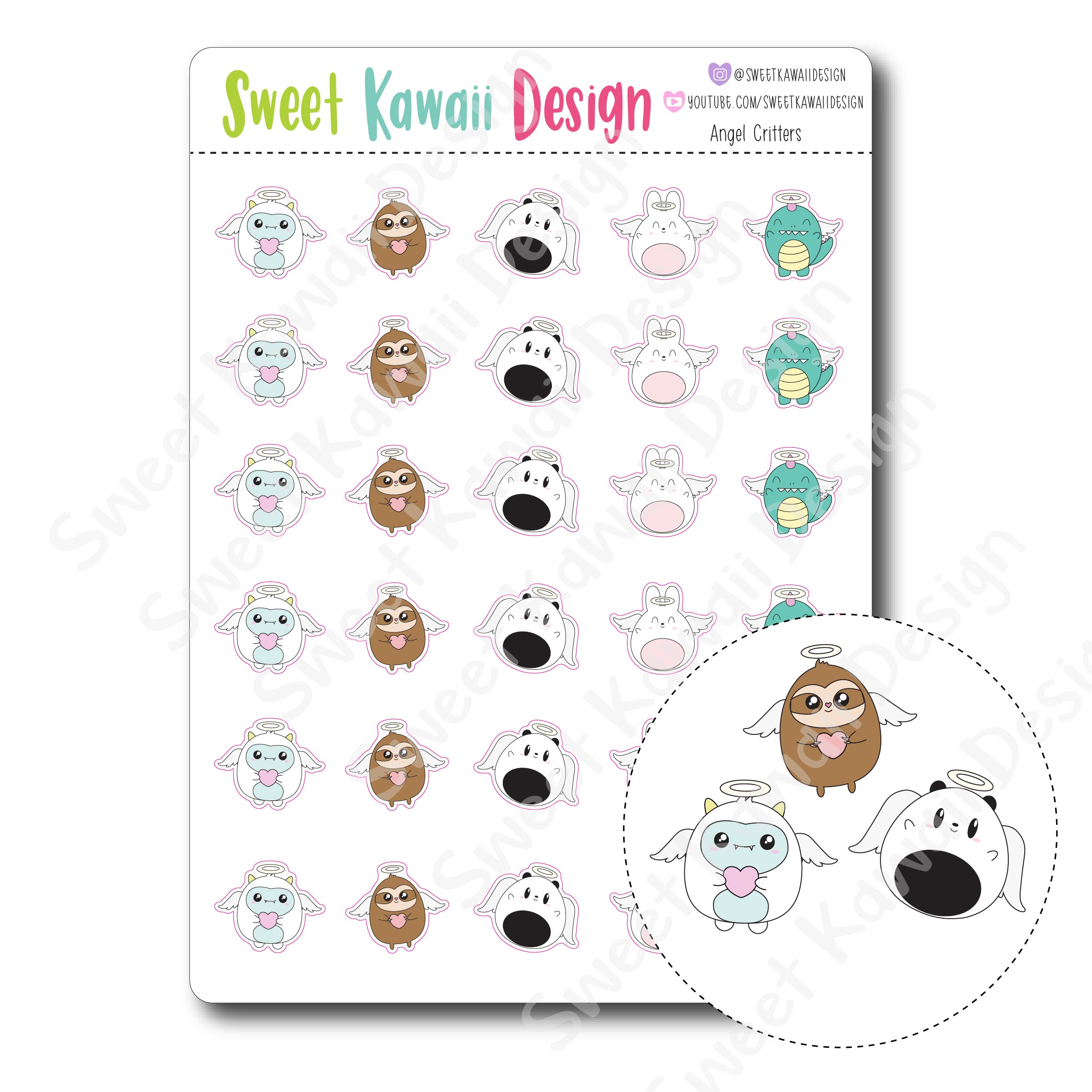 Kawaii Angel Critter Stickers