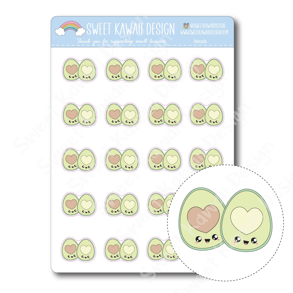 Kawaii Avocado Stickers