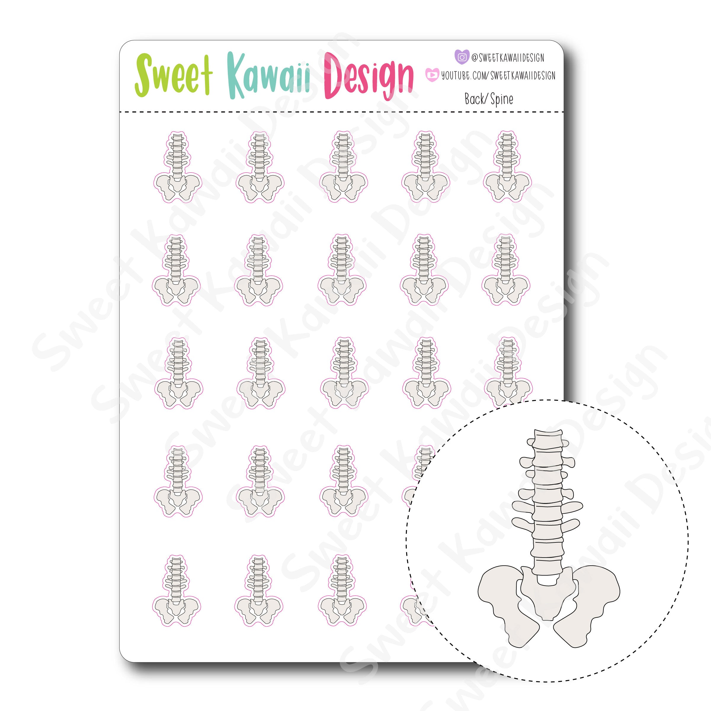 Kawaii Back / Spine  Stickers
