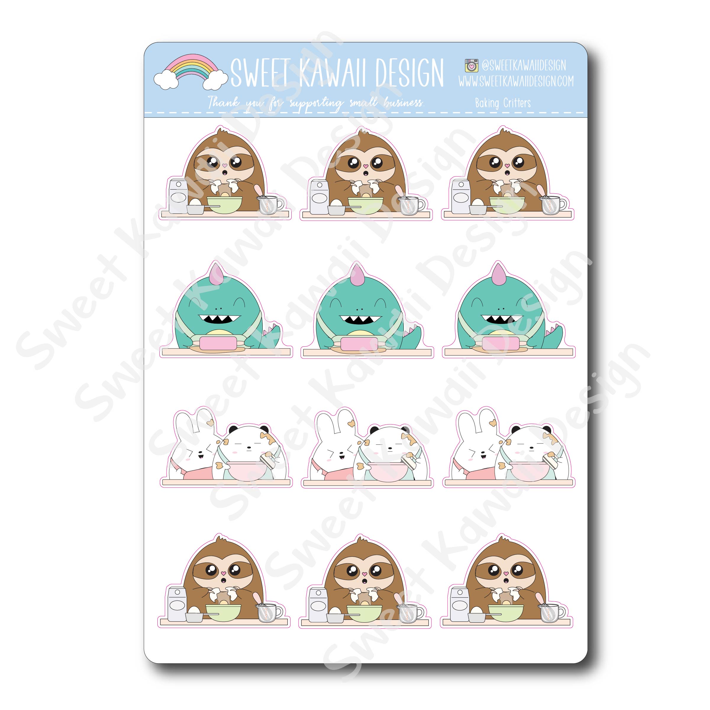 Kawaii Baking Critter Stickers