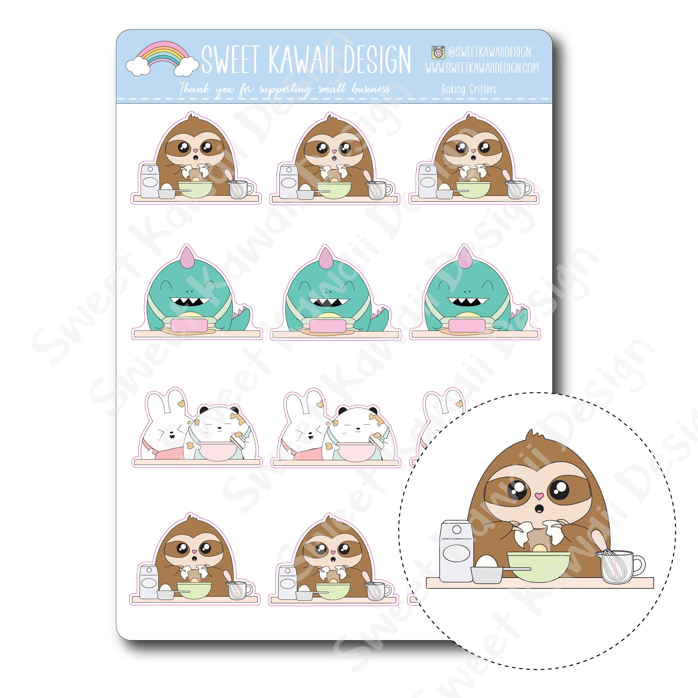 Kawaii Baking Critter Stickers