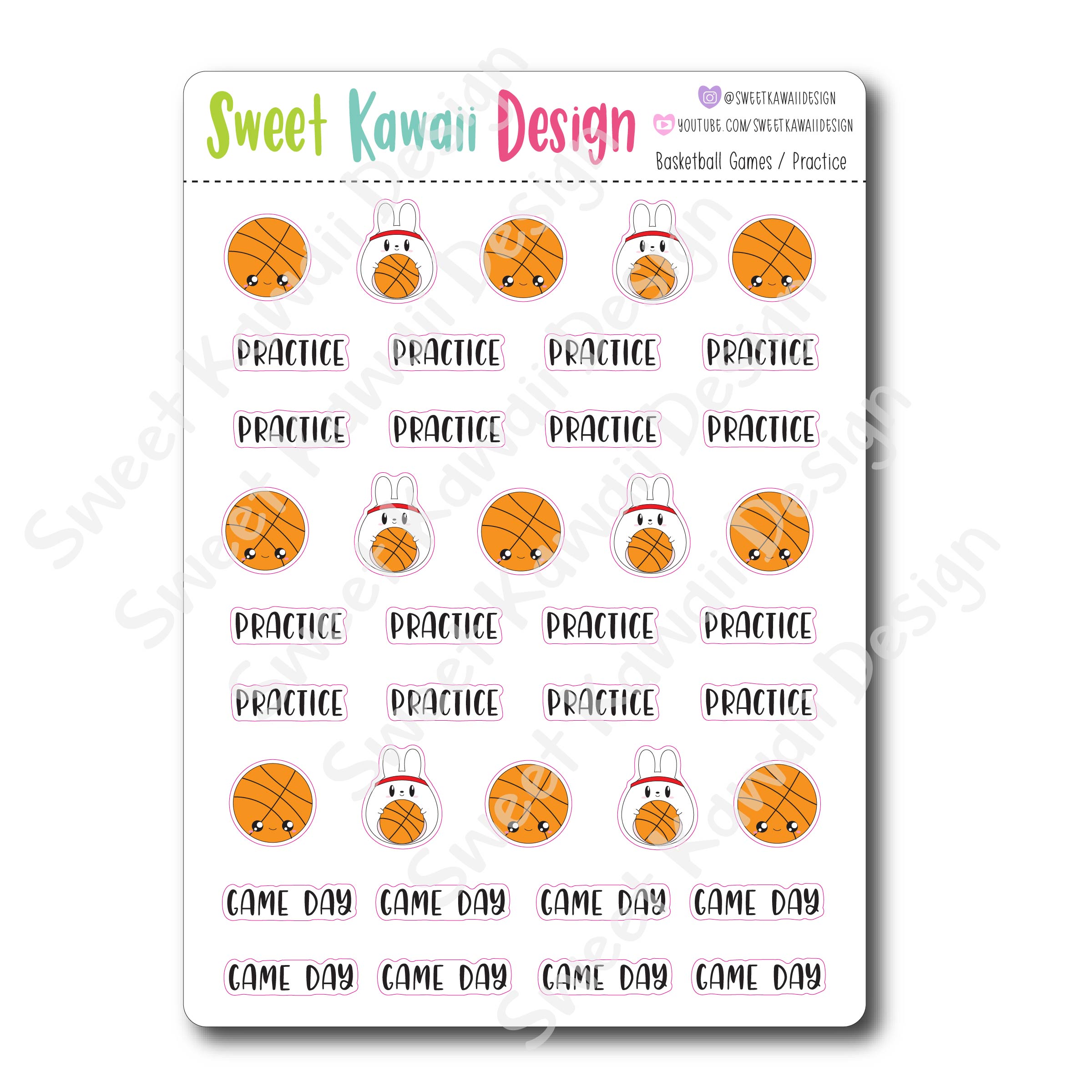 Kawaii Basketball Stickers - Games/Practice