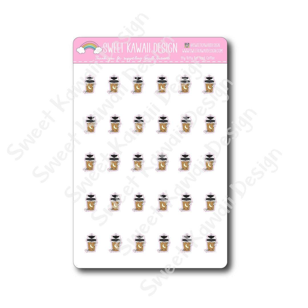 Kawaii Iced Bat Coffee Stickers