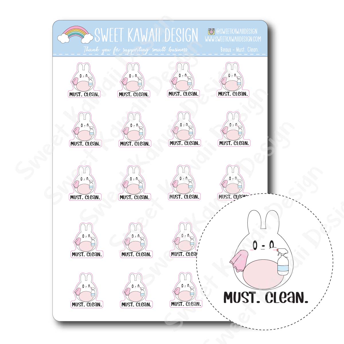 Kawaii Beaux Stickers - Must Clean