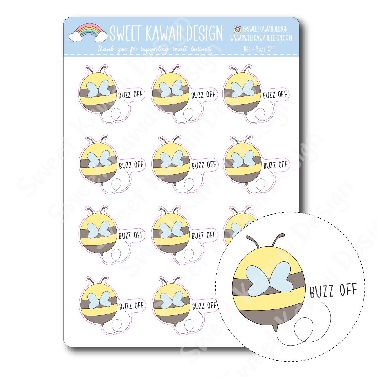 Kawaii Bee Stickers - Buzz Off