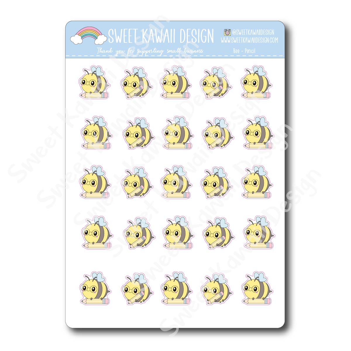 Kawaii Bee Stickers - Pencil