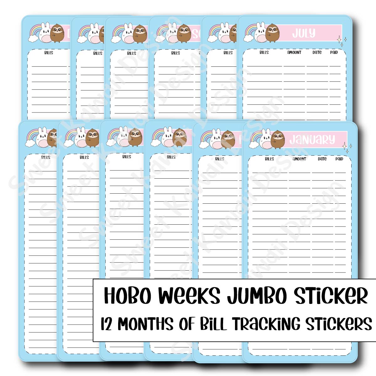 Hobonichi WEEKS Jumbo Sticker Kit - Bill Tracker (3.25x6.87)