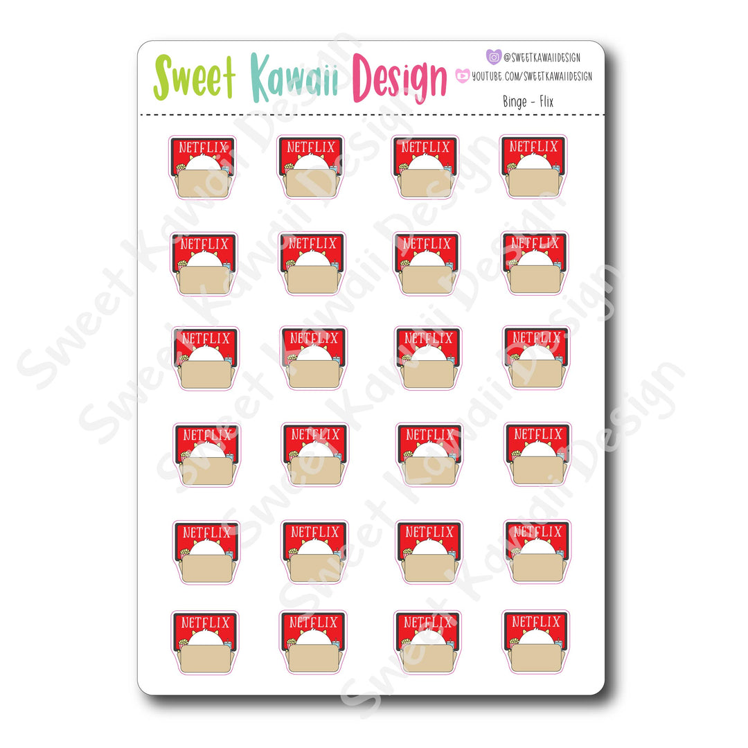 Kawaii Binge Watching Stickers - OPTIONS AVAILABLE