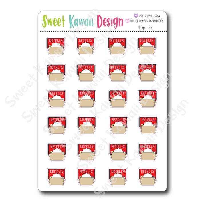 Kawaii Binge Watching Stickers - OPTIONS AVAILABLE