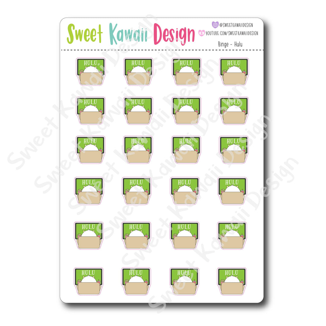 Kawaii Binge Watching Stickers - OPTIONS AVAILABLE