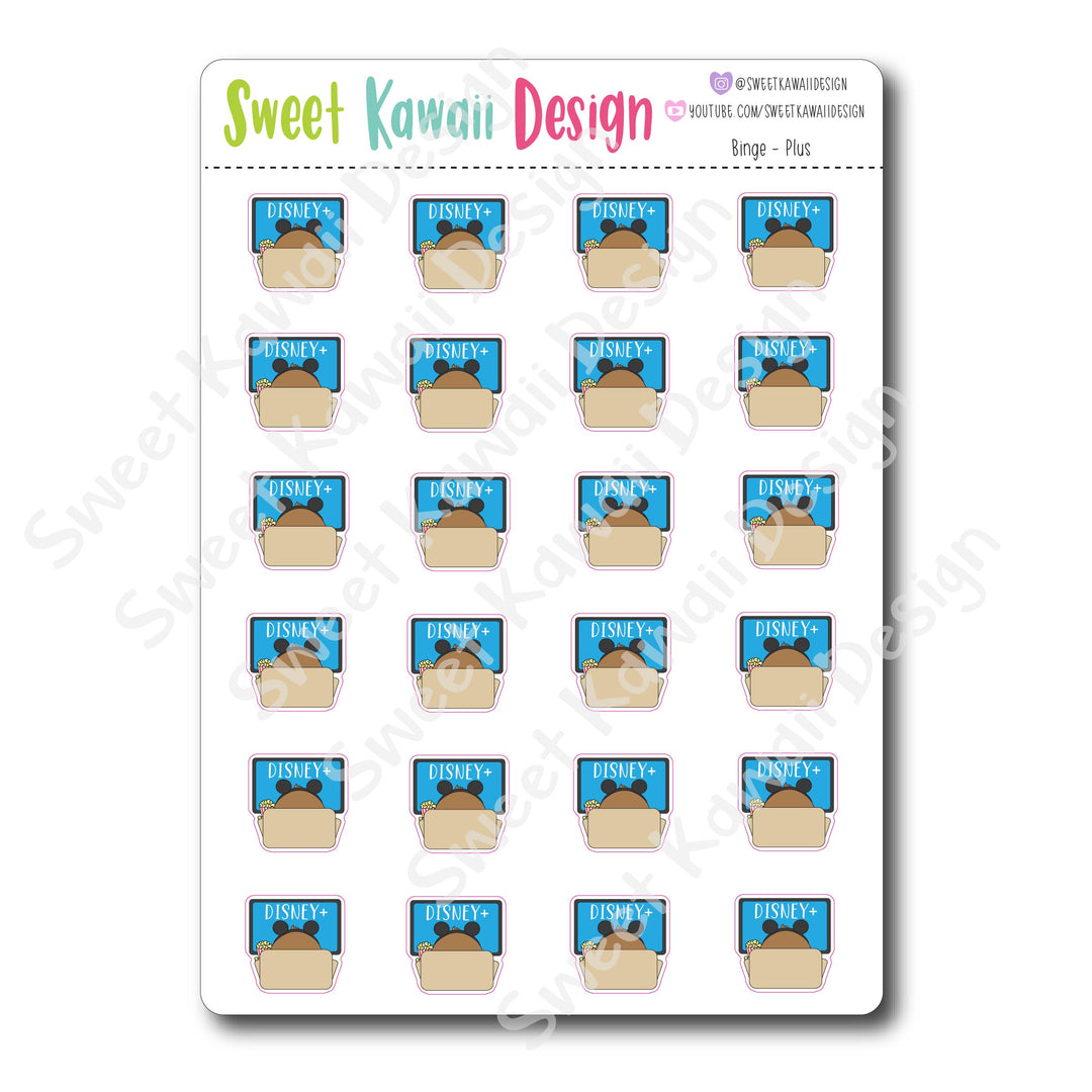 Kawaii Binge Watching Stickers - OPTIONS AVAILABLE