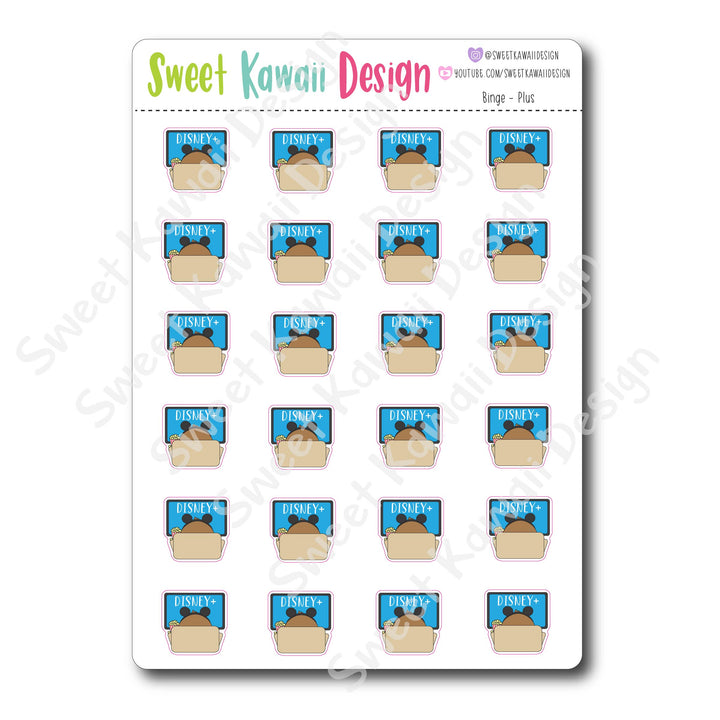 Kawaii Binge Watching Stickers - OPTIONS AVAILABLE