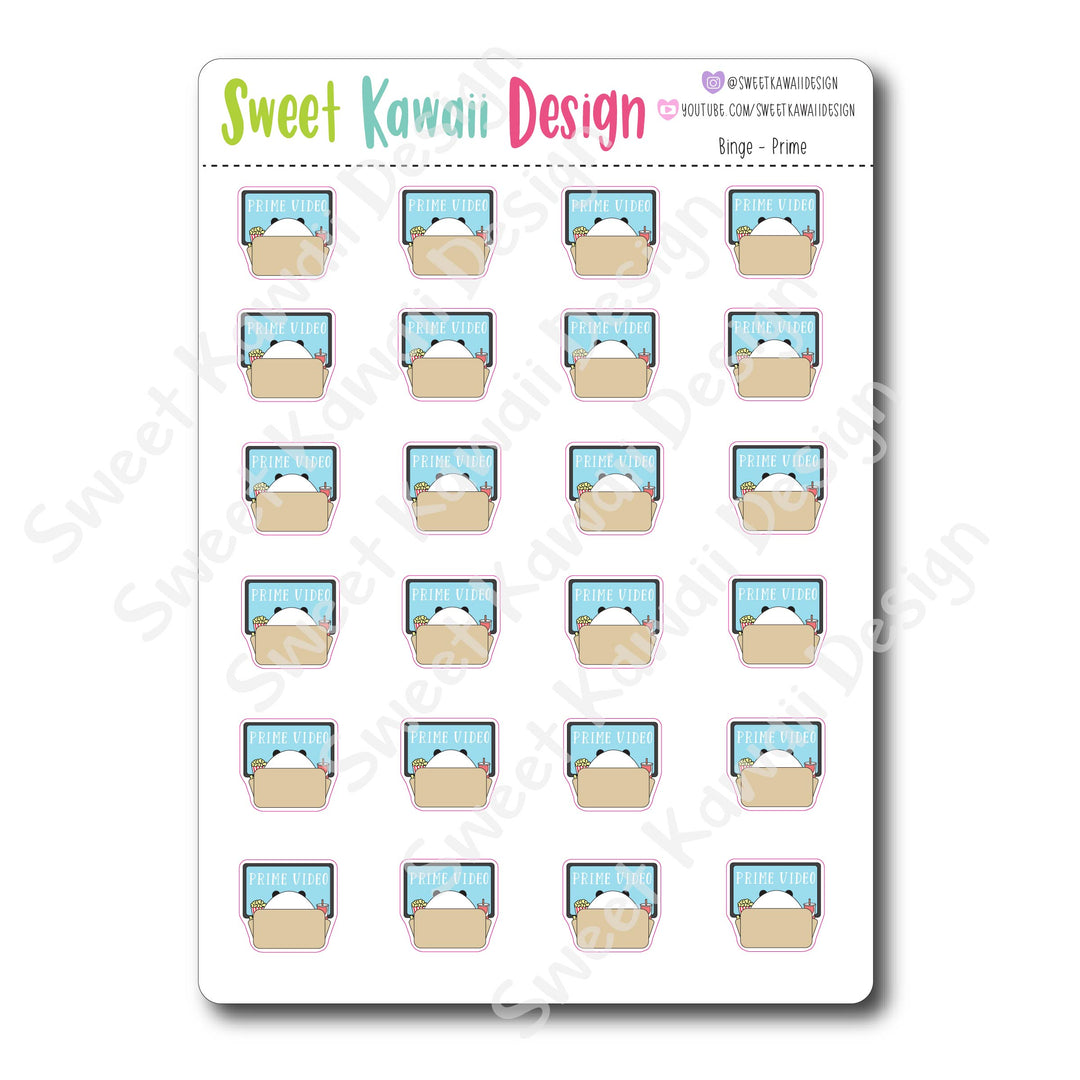 Kawaii Binge Watching Stickers - OPTIONS AVAILABLE