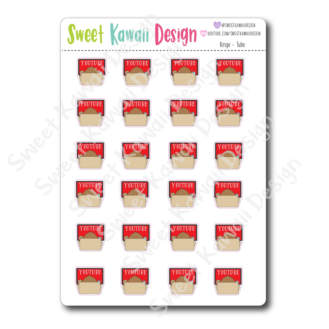 Kawaii Binge Watching Stickers - OPTIONS AVAILABLE