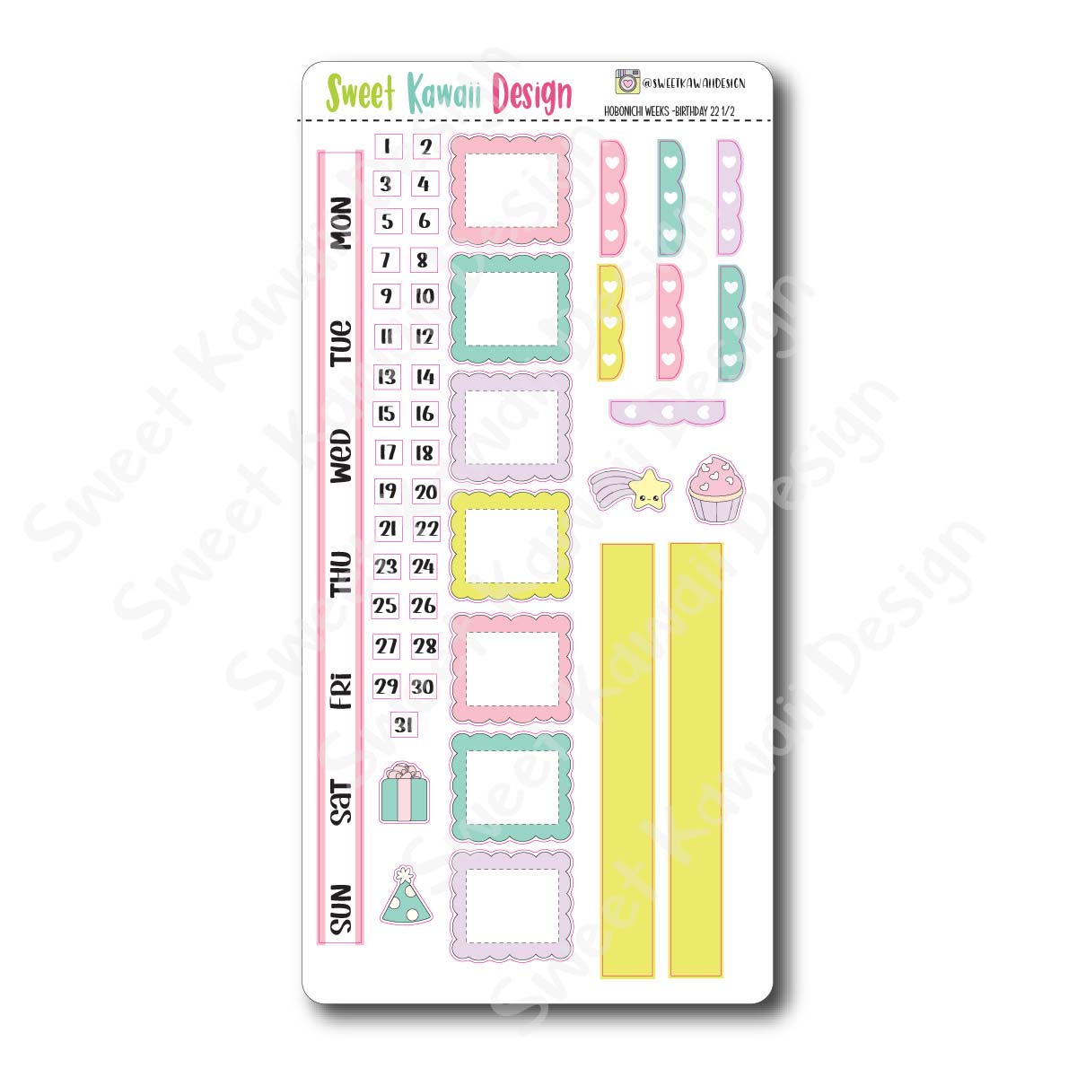 Kawaii Hobonichi Weeks Stickers - Birthday 22