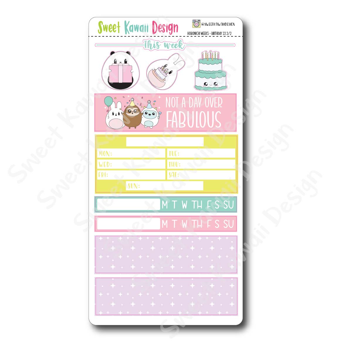 Kawaii Hobonichi Weeks Stickers - Birthday 22
