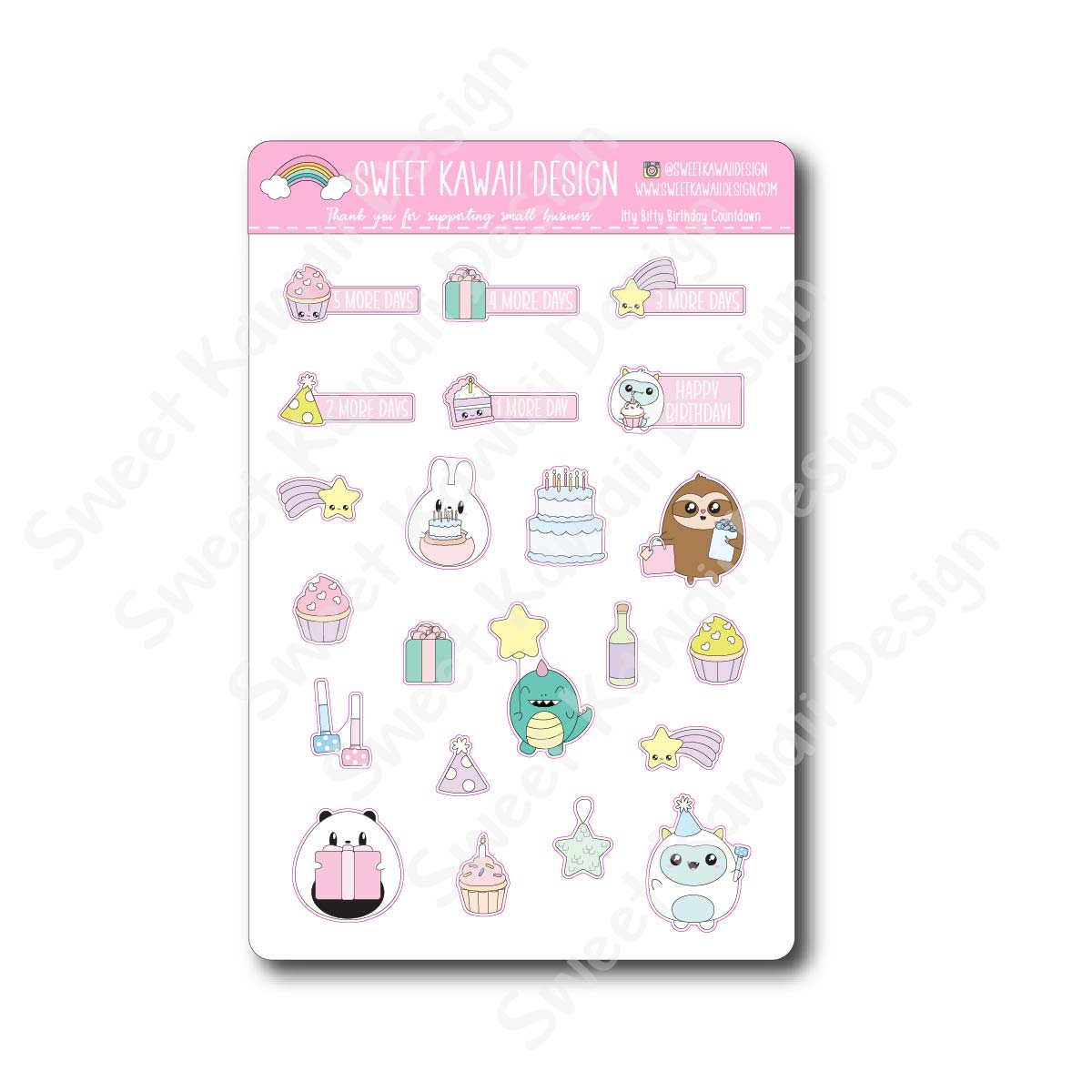 Kawaii Birthday Countdown Stickers