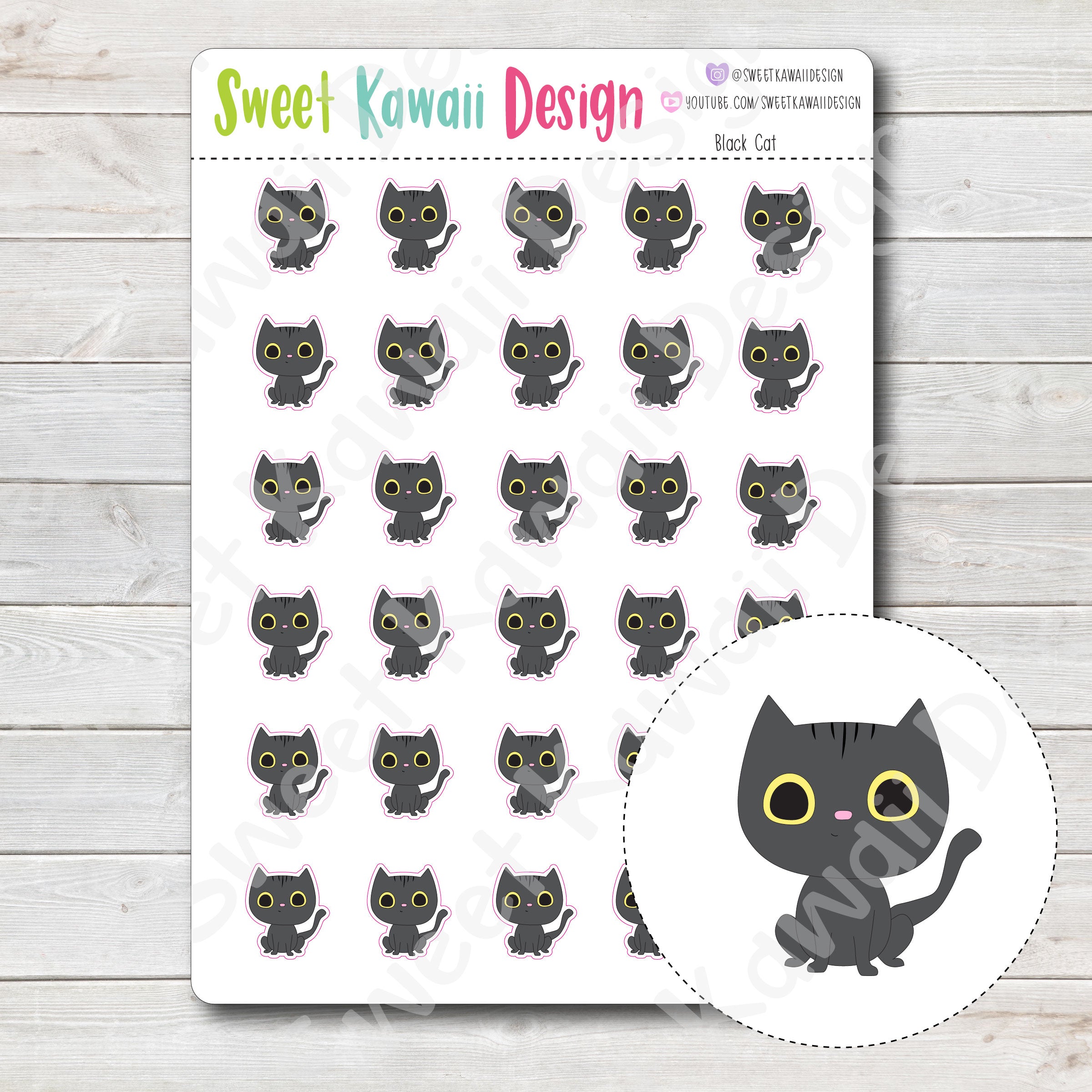 Kawaii Black Cat Stickers