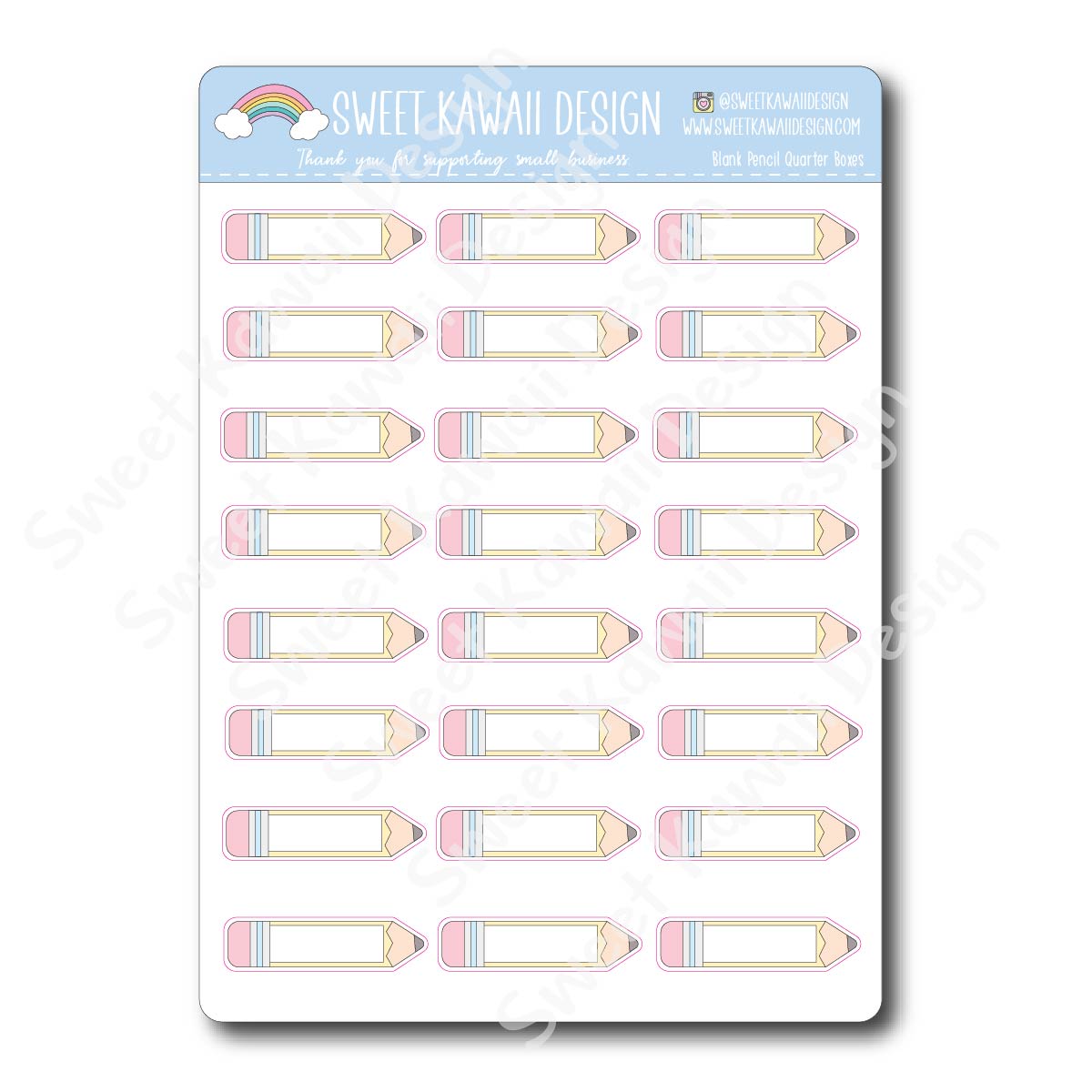 Kawaii Blank Pencil Quarter Box Stickers
