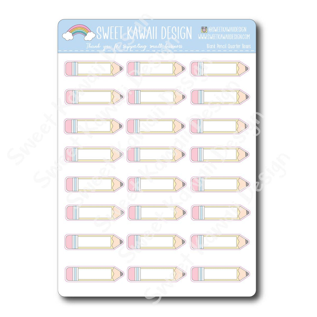 Kawaii Blank Pencil Quarter Box Stickers