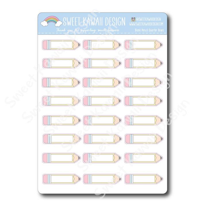 Kawaii Blank Pencil Quarter Box Stickers
