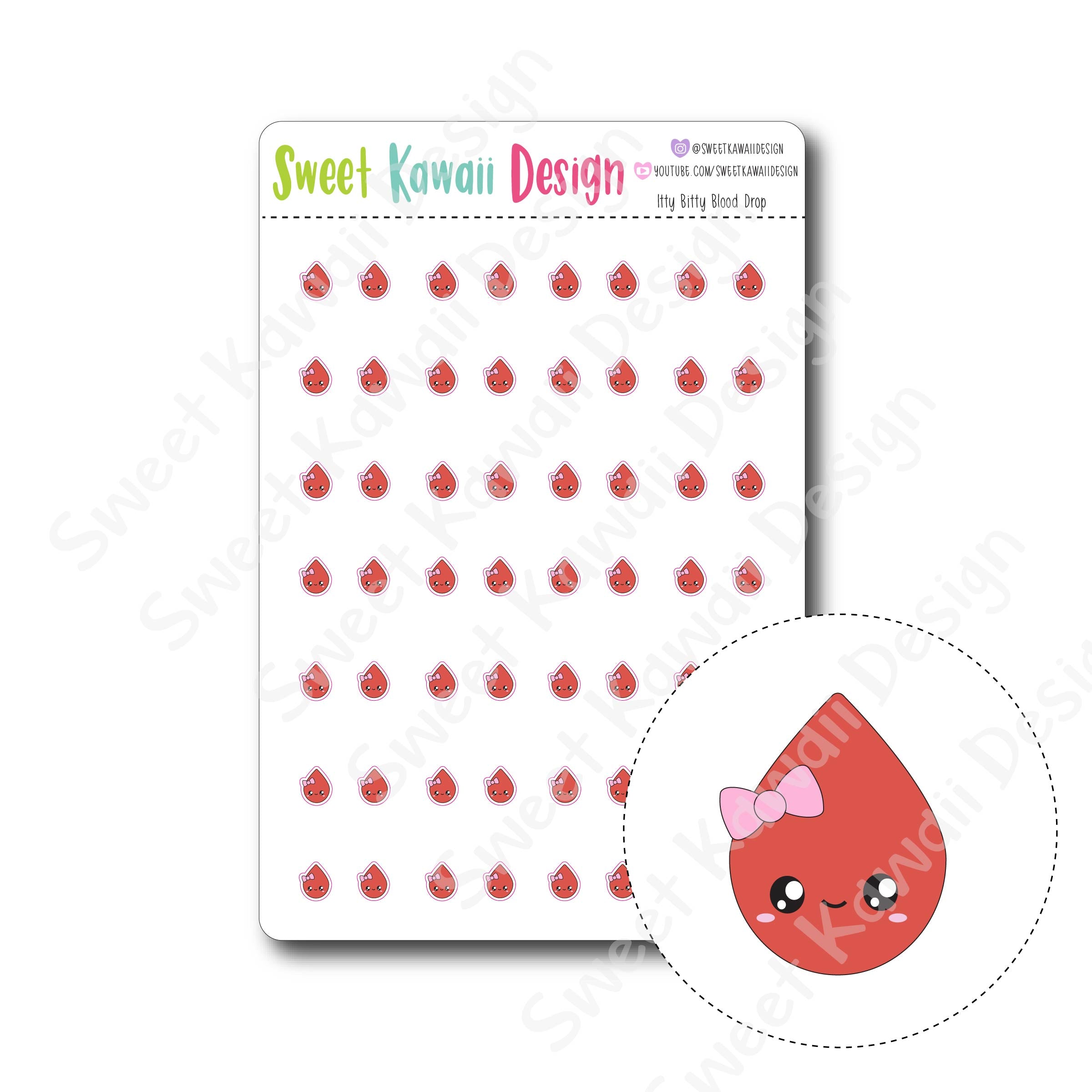 Kawaii Itty Bitty Blood Drop Stickers