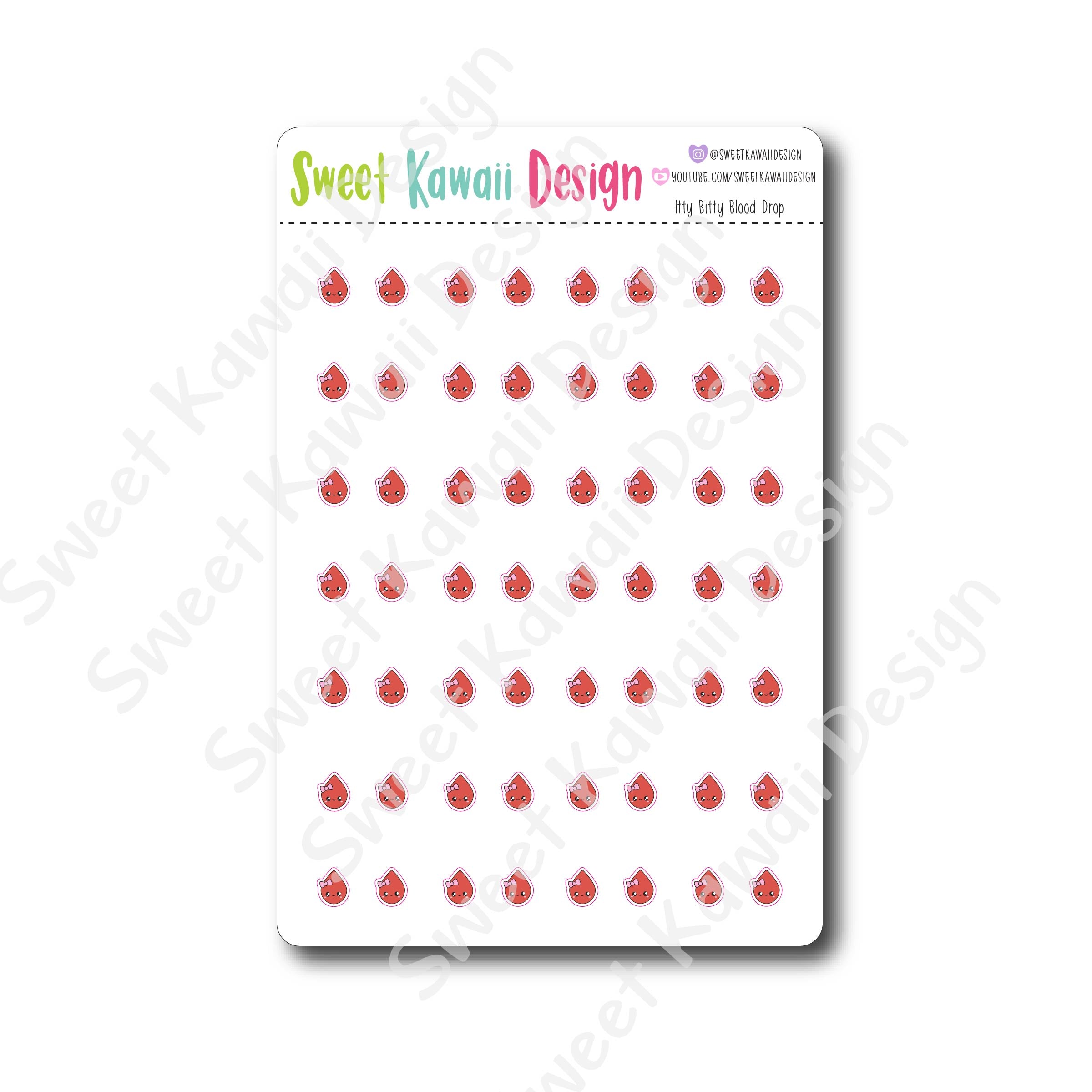 Kawaii Itty Bitty Blood Drop Stickers