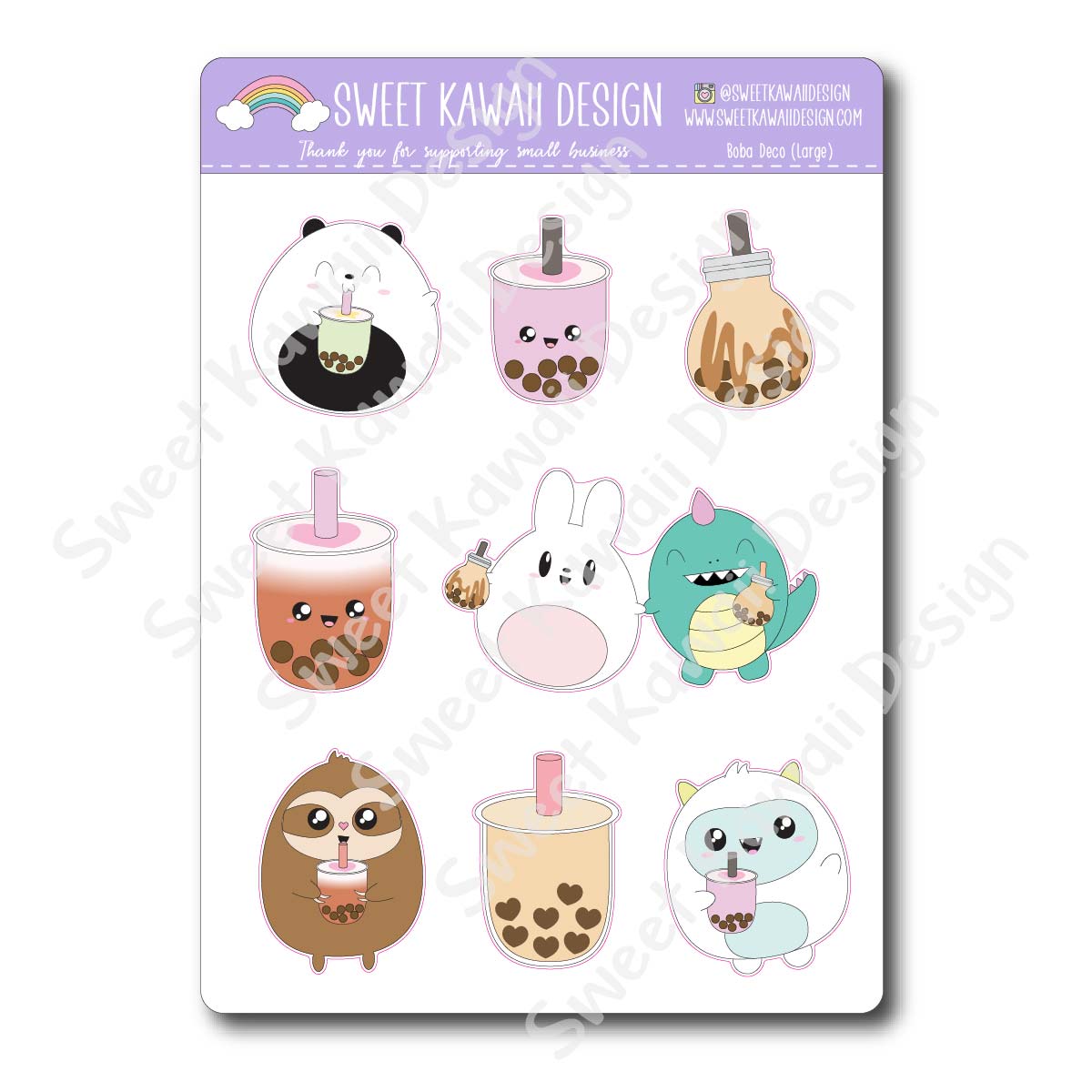 Kawaii Boba Deco (Large) Stickers – Sweet Kawaii Design