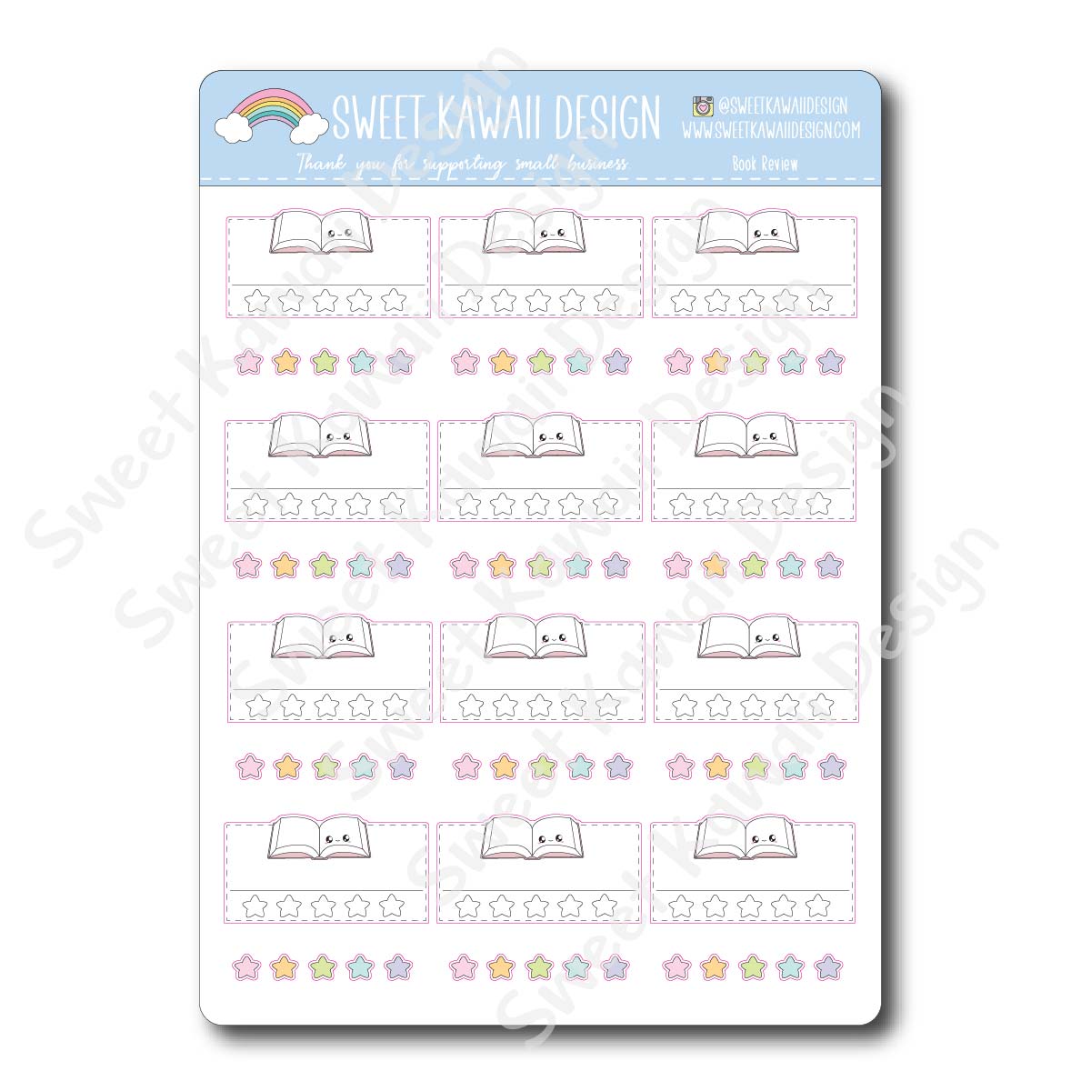 Kawaii Books Review Stickers