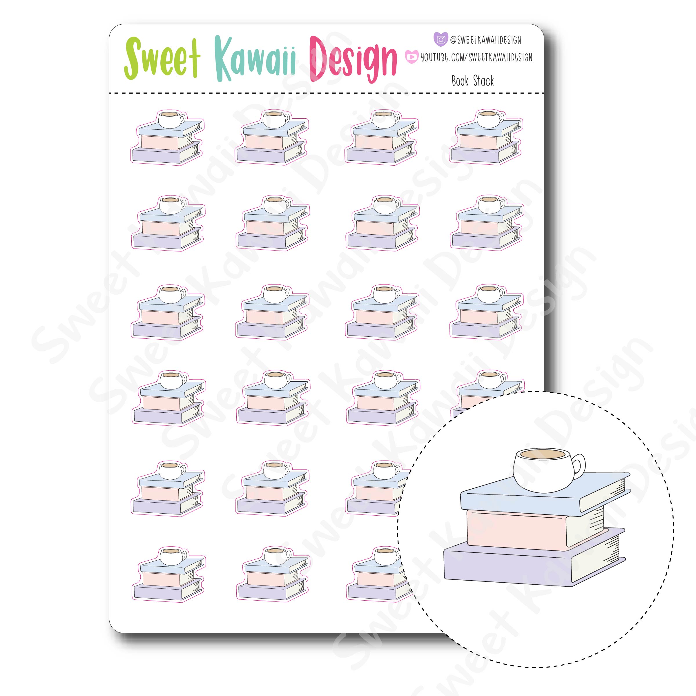 Kawaii Book Stack Stickers