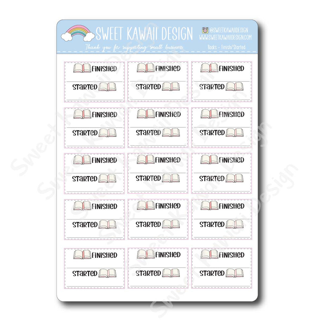 Kawaii Book Stickers - Finished / Started