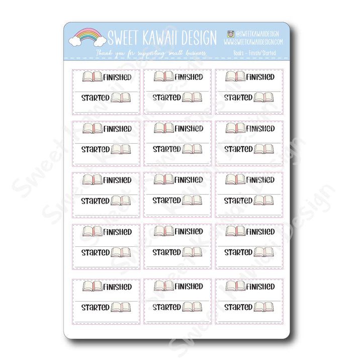 Kawaii Book Stickers - Finished / Started