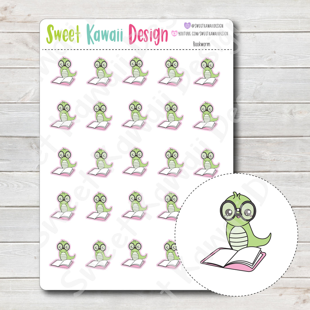 Kawaii Bookworm Stickers