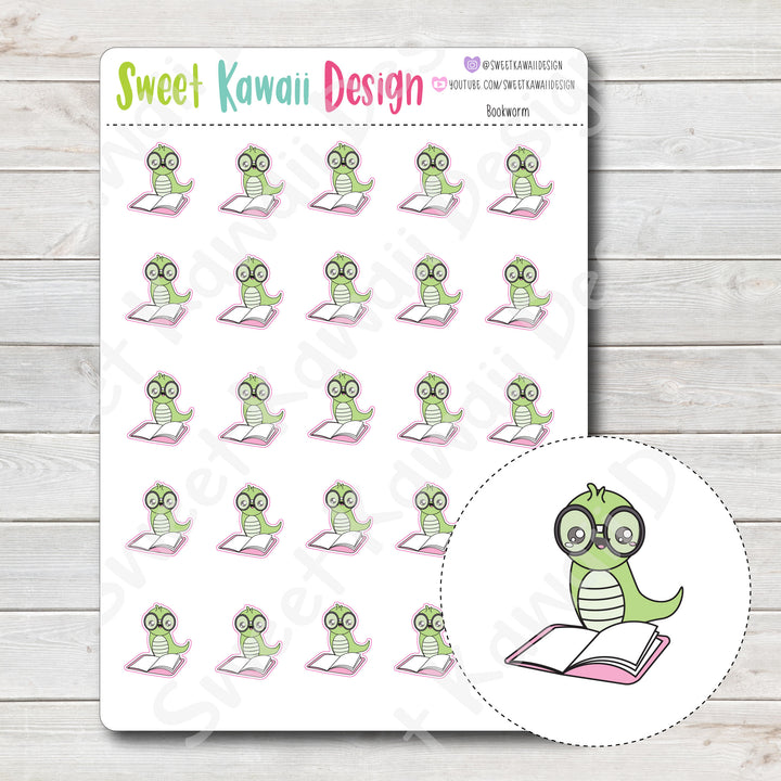 Kawaii Bookworm Stickers