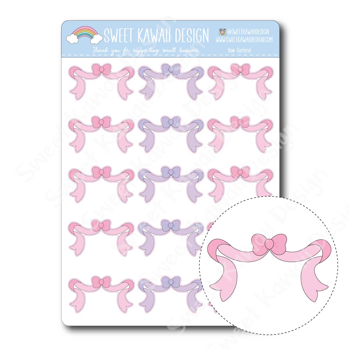 Kawaii Bow Garland Stickers