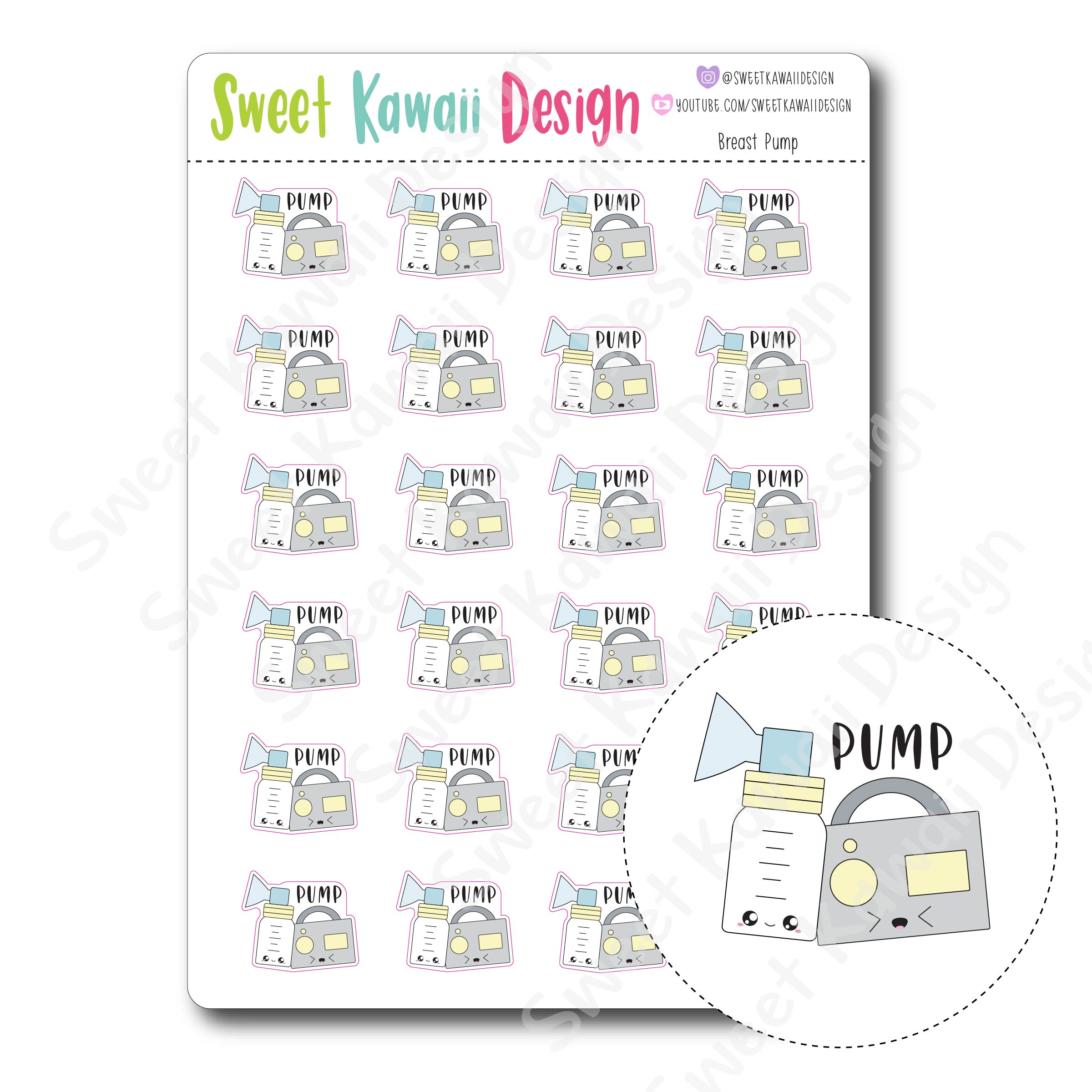 Kawaii Breast Pump Stickers