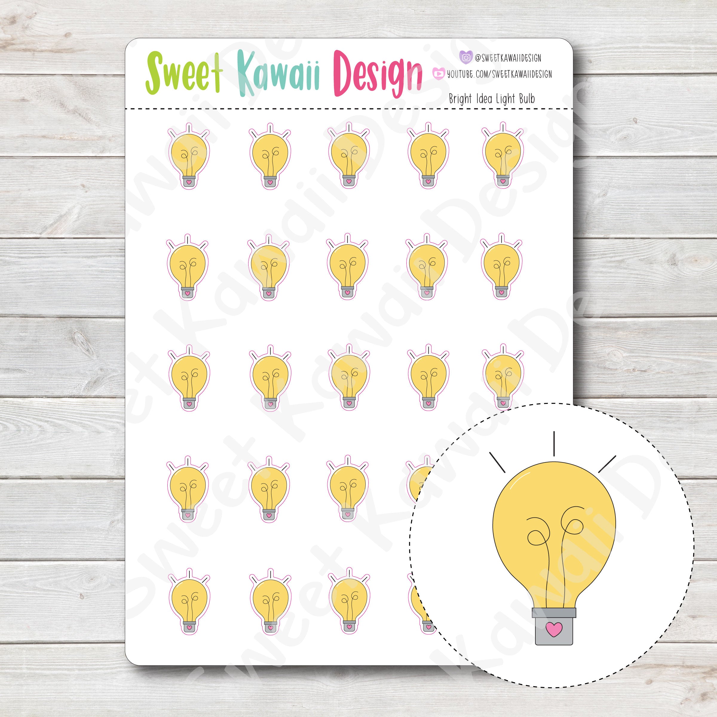 Kawaii Bright Idea Light Bulb Stickers